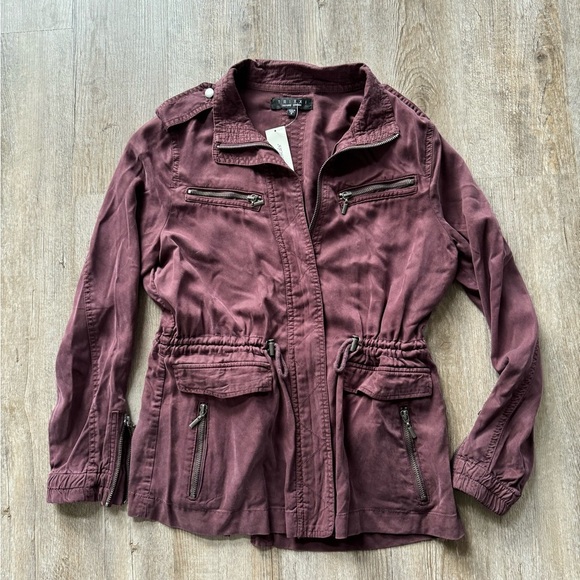 Francesca’s Trixxi Burgundy Zip Shoulder Tab Military Field Jacket - Picture 1 of 5